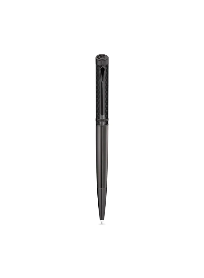 شيروتي 1881 Teodoro Gunmetal Black Twist Ballpoint Pen for Men, Blue Ink